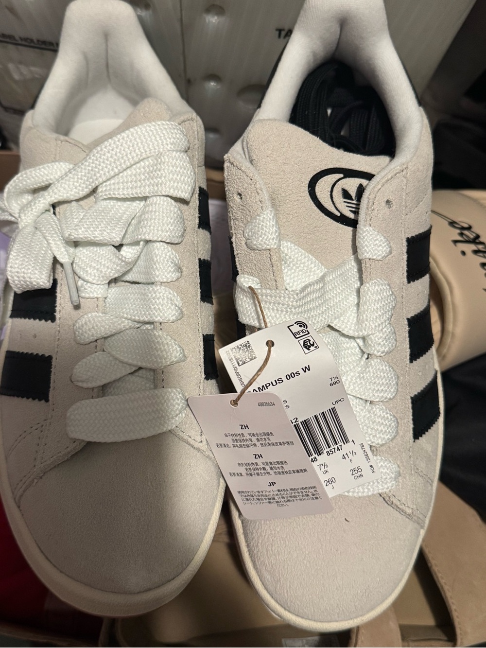 adidas White and Black Suede Lace-Up Sneakers